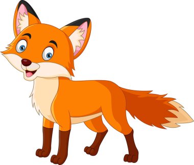 Vector illustration of Cartoon cute little fox on white background