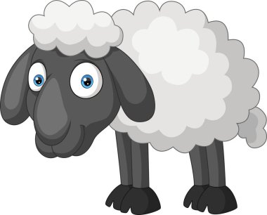 Vector illustration of Cartoon sheep on white background