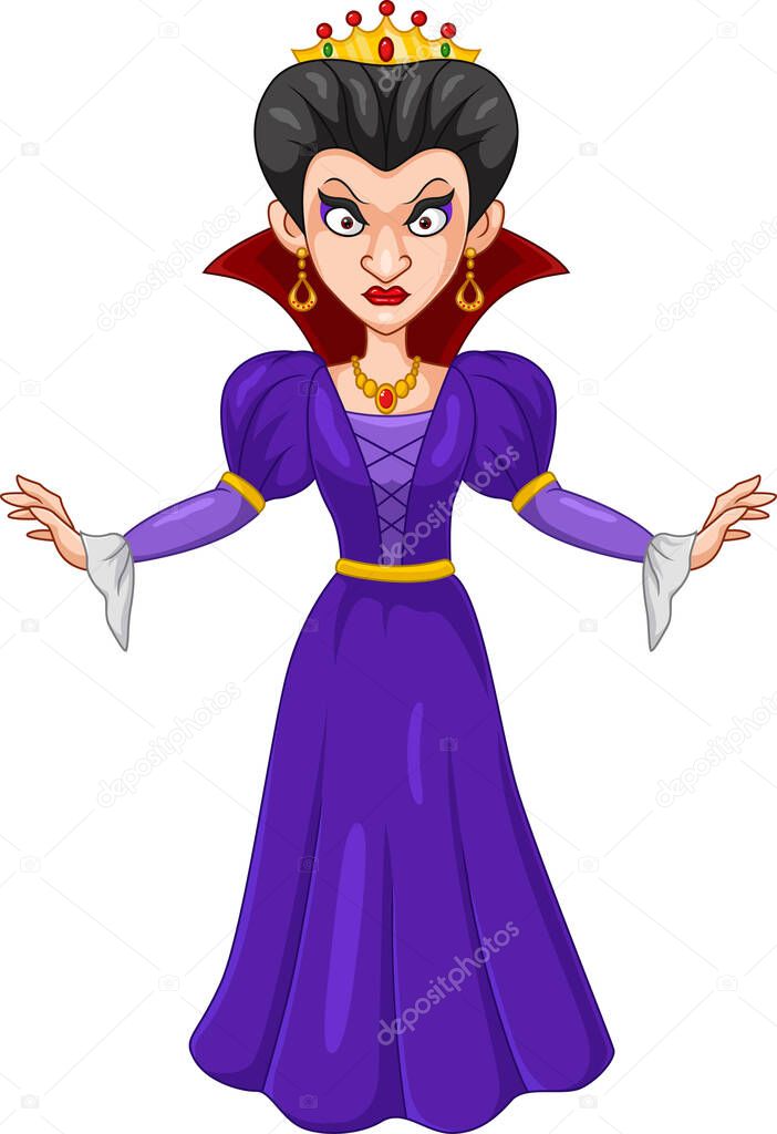 Vector illustration of Cartoon evil queen on white background
