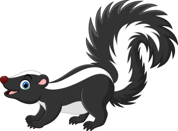 Vetor Ilustração Dos Desenhos Animados Skunk Feliz Fundo Branco —  Vetores de Stock