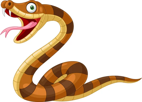 Vector Illustration Cartoon Brown Snake White Background — Stock Vector