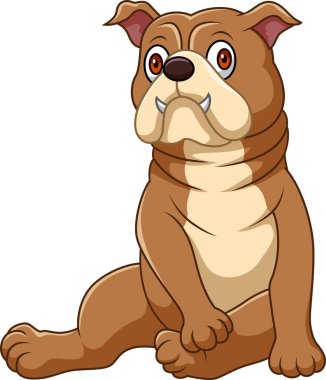 Vector illustration of Cartoon bulldog sitting on white background