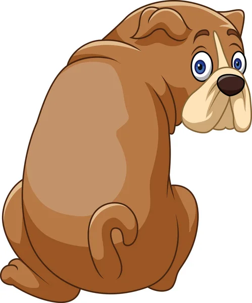 Vector Illustration Cute Bulldog Cartoon Sitting Looking Back — Vector de stock