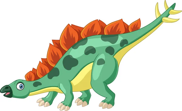 Vektor Illustration Tecknad Stegosaurus Vit Bakgrund — Stock vektor