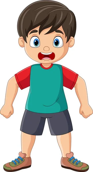 Vector Illustratie Van Cartoon Boze Kleine Jongen Uitdrukking — Stockvector