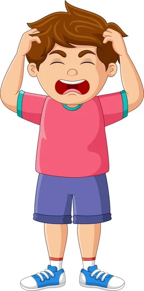 Vector Illustration Cartoon Boy Anger Frustrated Expression — Stock Vector