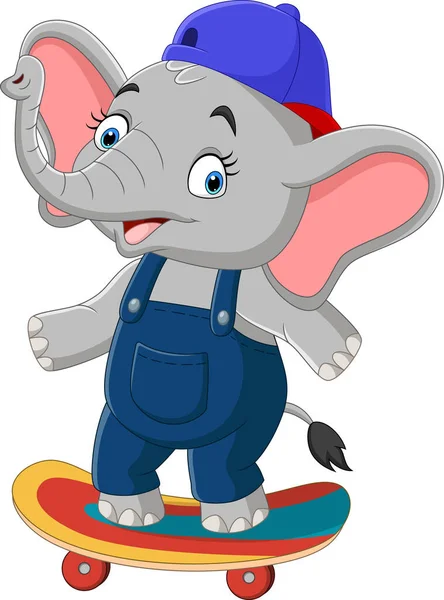 stock vector Vector illustration of Cartoon little elephant riding skateboard