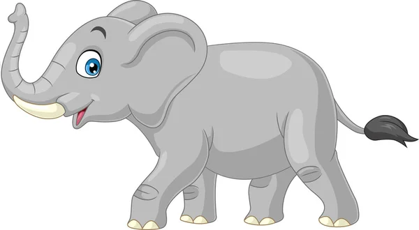 Vector Illustratie Van Cartoon Olifant Geïsoleerd Witte Achtergrond — Stockvector