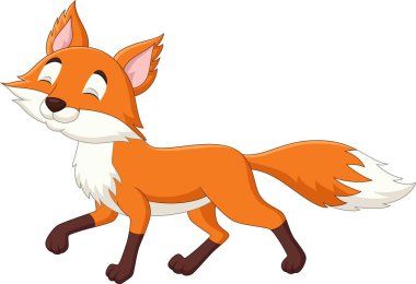 Vector illustration of Cartoon cute little fox on white background