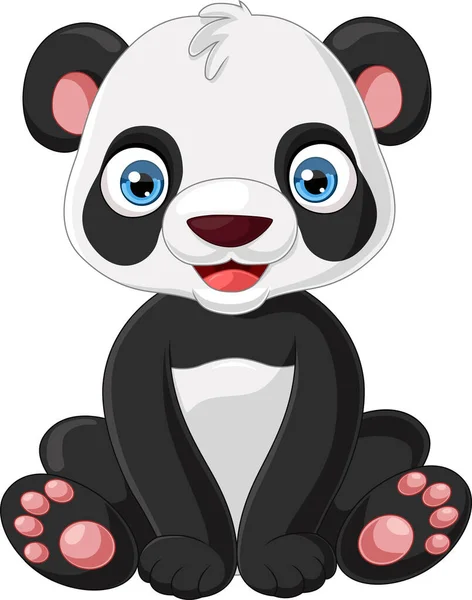 Vector Illustration Cartoon Cute Little Panda Sitting — Stock Vector