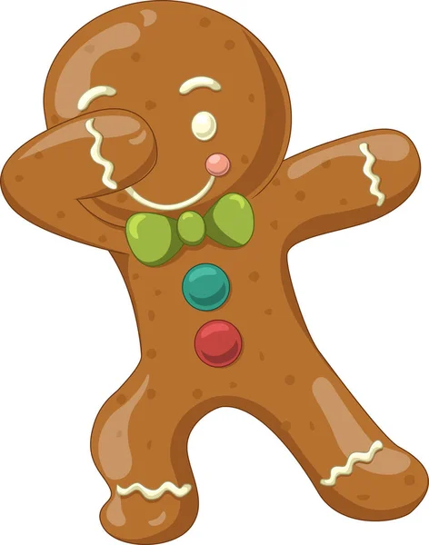 Vector Illustration Cartoon Dabbing Gingerbread Man Cookie — Stock Vector