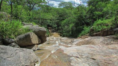 Deserted waterfall amid nature