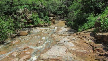 Deserted waterfall amid nature