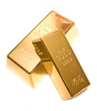 Altın bar üzerinde beyaz izole