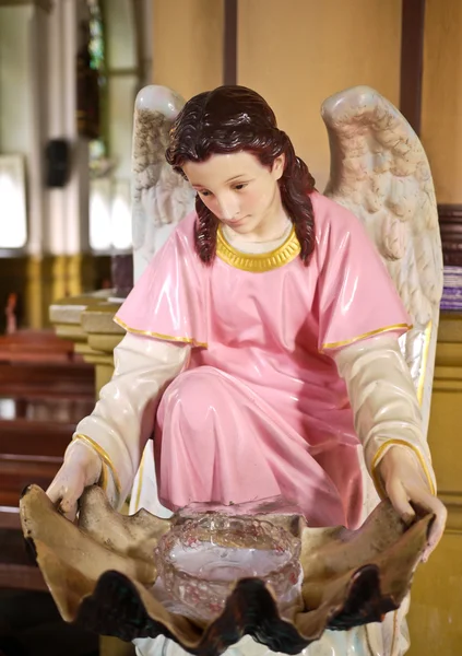Holy water font at the catholic church's front door — Stock Photo, Image