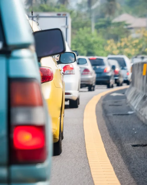 Car queue in the bad traffic road — Stock Photo, Image