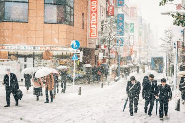 kar fırtınası yokohama, Japonya