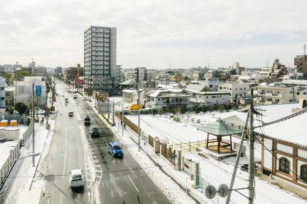 Kar fırtınası geçtikten sonra tokyo şehir — Stok fotoğraf