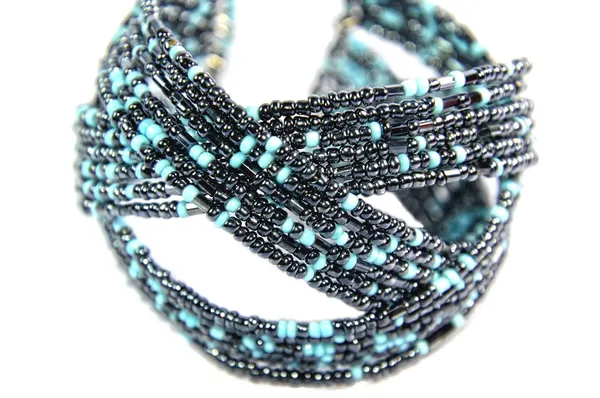 Zwart en turquoise kralen sieraden — Stockfoto