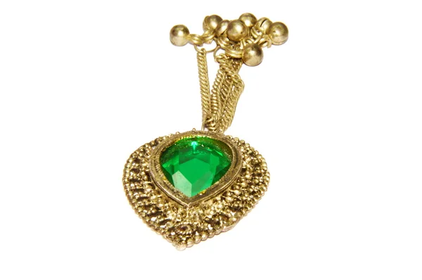 Değerli mücevher kolye wth zinciri ve çan — Stockfoto