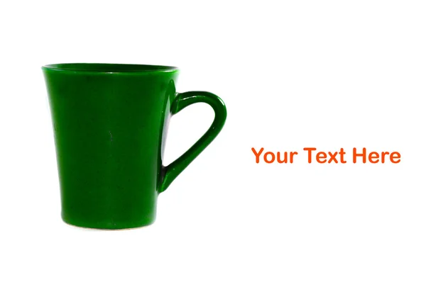 Grüne Tasse und Textfläche — Stockfoto