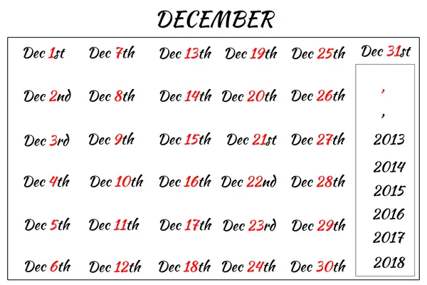 Dezember Monatsdaten — Stockfoto