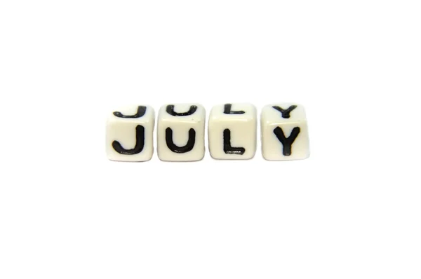 Carta del mes de julio Cubos sombreados — Foto de Stock