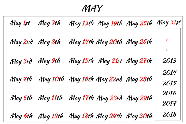 May Month Dates — Stock Photo, Image