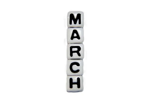 March Month Letter Vertical Cubes — Stock Photo, Image