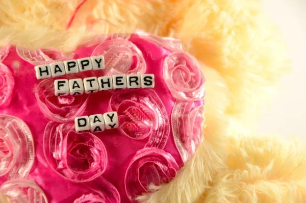 Happy Fathers Day with Heart Shaped Flowers — Stock Photo, Image