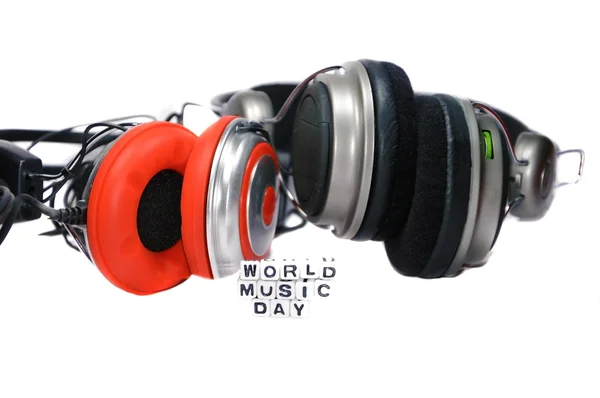 Two headphones and World Music Day — Stock Photo, Image