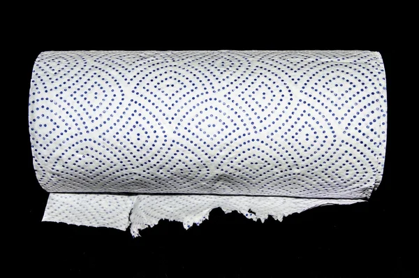 White Paper Roll on Black — Stock Photo, Image