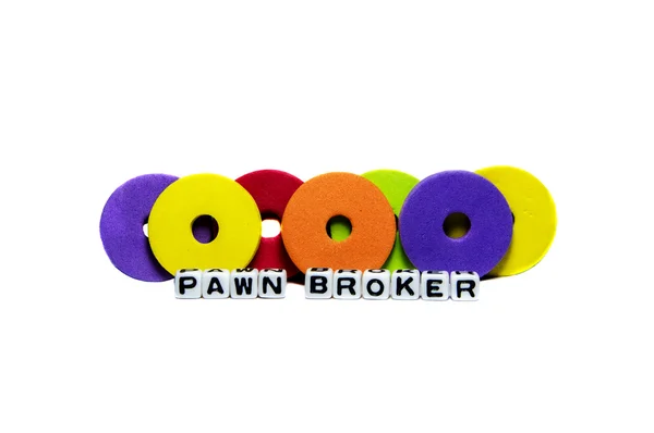 Pawn broker text and rings — Stock Photo, Image