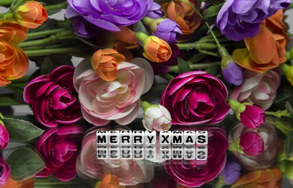 Merry xmas with flowers — Stock Photo, Image