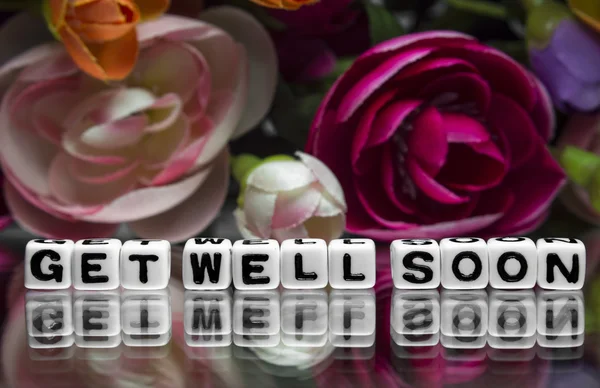 Get well soon with flowers — Stock Photo, Image