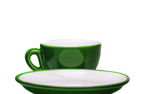 Grüne Tasse und Untertasse — Stockfoto