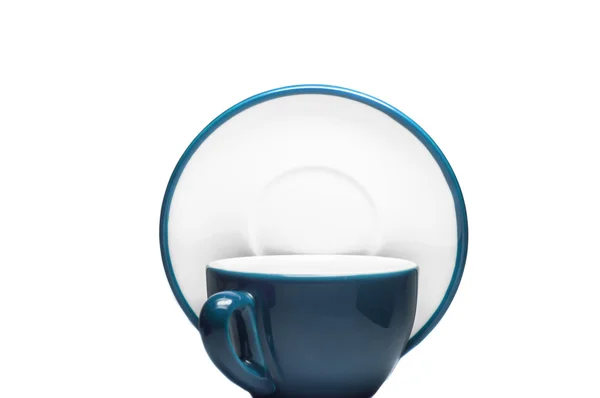Сіра блакитна чашка і тарілка — стокове фото