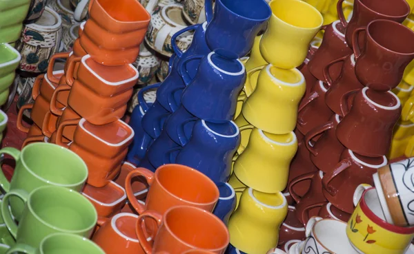Colorful cups on sale — Stock Photo, Image