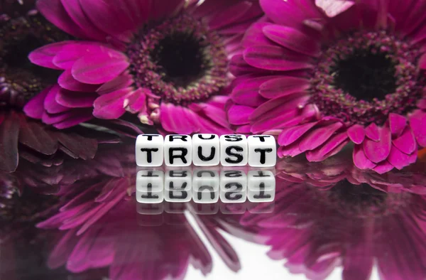 Μήνυμα εμπιστοσύνης με ροζ λουλούδια — Φωτογραφία Αρχείου
