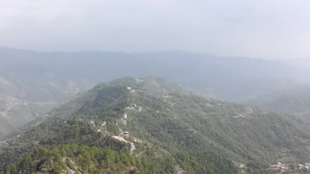 Vista Verde Altas Montanhas Aldeias Vale Tara Devi Shimla Himachal — Vídeo de Stock