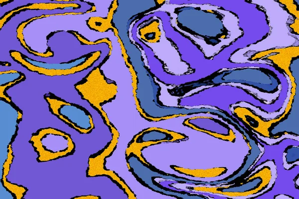 Patrón Abstracto Con Tinta Azul Púrpura Brillo Líneas Oro —  Fotos de Stock