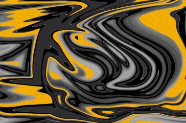 Gri ve siyah mermer dokuda altın soyut mürekkep ve damarlar taşta ve kayalarda gölgeli.