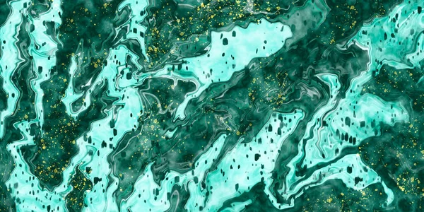 Texture Marbre Turquoise Vert Avec Encre Abstraite Veines Sur Pierre — Photo