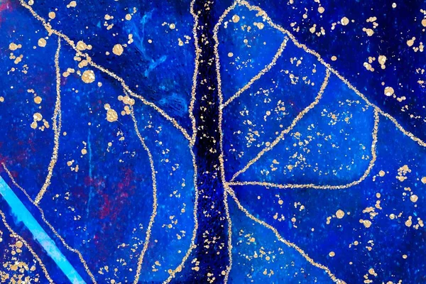 Blaue Schnitte Und Flecken Von Alkohol Tinte Flüssige Abstrakte Kunst — Stockfoto