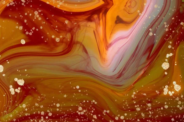 Rood Geel Marmer Alcohol Inkt Vloeistof Abstracte Textuur Vloeistof Kunst — Stockfoto