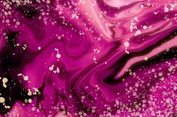 Pembe mor ve siyah akik mermer ve altın tozu. Alkol mürekkebi sıvısı soyut doku sıvı sanat ile altın parıltı ve gölgeli sıvı.