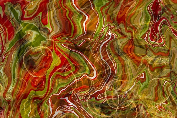 Colorful Green Red Pattern Alcohol Ink Fluid Abstract Texture Fluid — Stockfoto