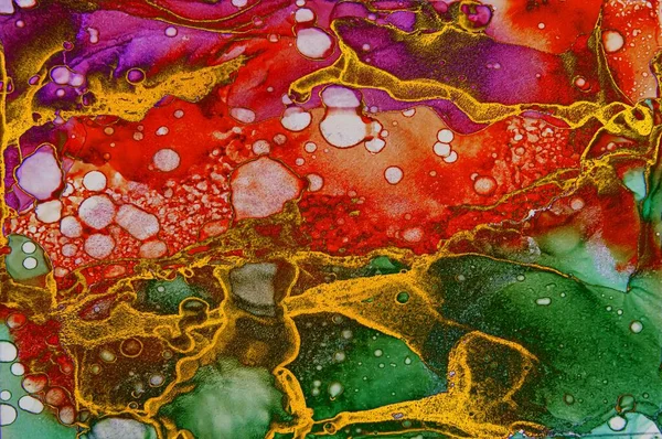 Искусство Золотой Пылью Алкогольной Чернильной Жидкости Абстрактное Искусство Текстурной Жидкости — стоковое фото