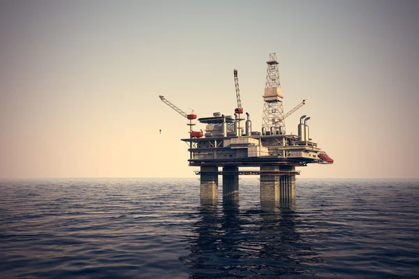 Морская нефтяная платформа . Лицензионные Стоковые Изображения
