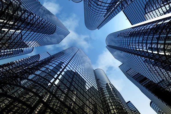 Reflective skyscrapers, business office buildings. — Stock Photo, Image